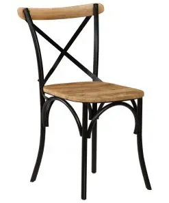 vidaXL Cross Chairs 6 pcs Black Solid Mango Wood