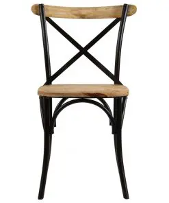 vidaXL Cross Chairs 6 pcs Black Solid Mango Wood