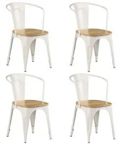 vidaXL Dining Chairs 4 pcs White Solid Mango Wood