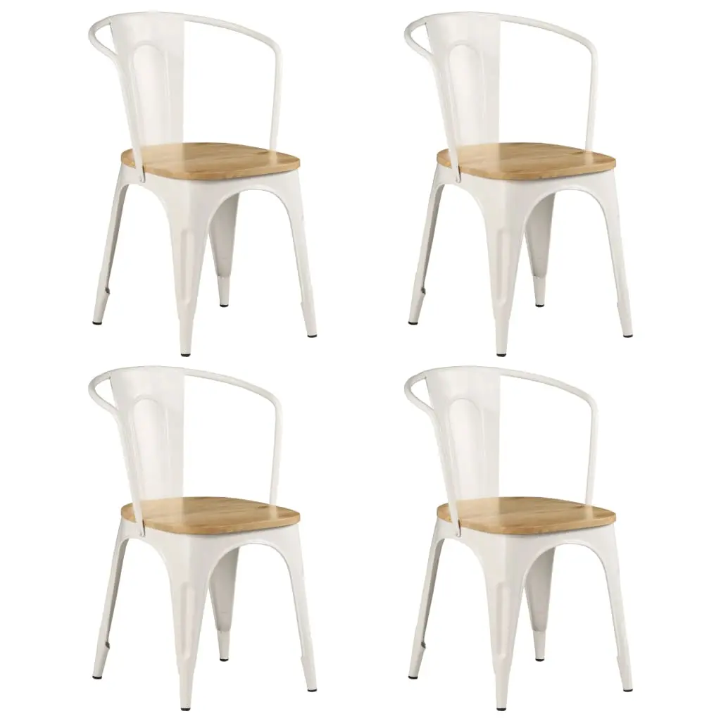 vidaXL Dining Chairs 4 pcs White Solid Mango Wood