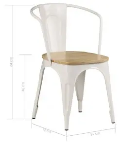 vidaXL Dining Chairs 6 pcs White Solid Mango Wood