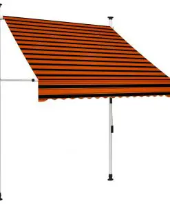 vidaXL Manual Retractable Awning 150 cm Orange and Brown