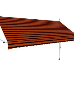 vidaXL Manual Retractable Awning 300 cm Orange and Brown