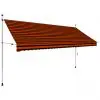vidaXL Manual Retractable Awning 350 cm Orange and Brown vidaXL Manual Retractable Awning 350 cm Orange and Brown
