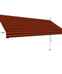 vidaXL Manual Retractable Awning 350 cm Orange and Brown