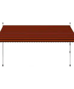 vidaXL Manual Retractable Awning 350 cm Orange and Brown