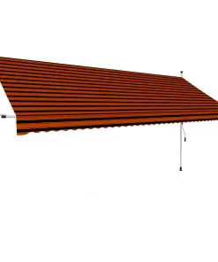 vidaXL Manual Retractable Awning 400 cm Orange and Brown