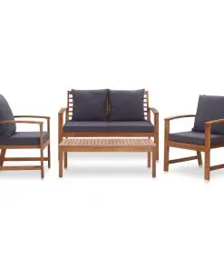 vidaXL 4 Piece Garden Lounge Set with Cushions Solid Acacia Wood