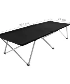 vidaXL Camping Bed 206x75x45 cm XXL Black