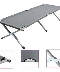 vidaXL Camping Bed 190x74x47 cm XL Grey