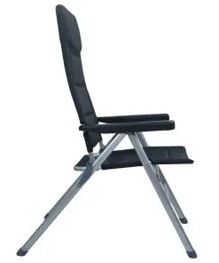 vidaXL Reclining Garden Chairs 2 pcs Aluminium Black