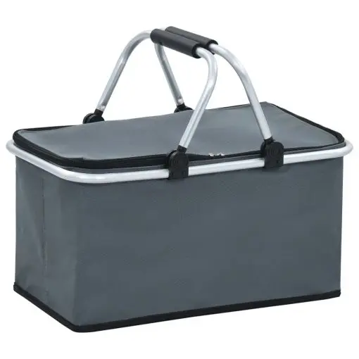 vidaXL Foldable Cool Bag Grey 46x27x23 cm Aluminium