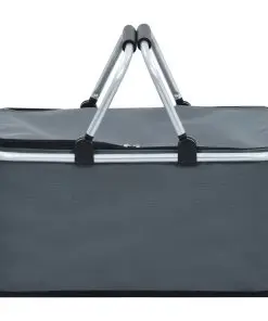 vidaXL Foldable Cool Bag Grey 46x27x23 cm Aluminium