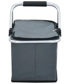 vidaXL Foldable Cool Bag Grey 46x27x23 cm Aluminium