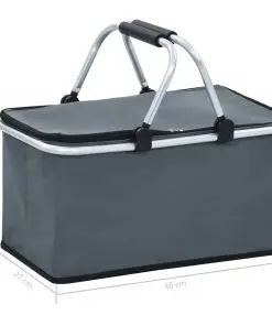 vidaXL Foldable Cool Bag Grey 46x27x23 cm Aluminium