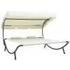 vidaXL Outdoor Lounge Bed with Canopy and Pillows Cream White vidaXL Outdoor Lounge Bed with Canopy and Pillows Cream White