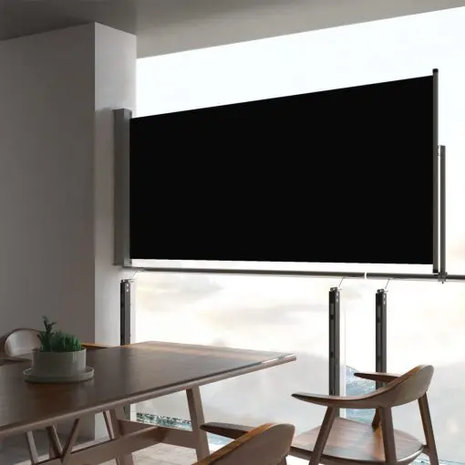 vidaXL Patio Retractable Side Awning 60×300 cm Black