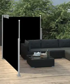 vidaXL Retractable Side Awning Black 120×600 cm