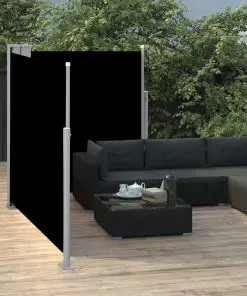 vidaXL Patio Retractable Double Side Awning 170×600 cm Black