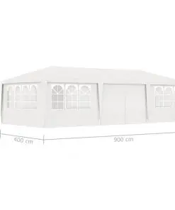 vidaXL Professional Party Tent with Side Walls 4×9 m White 90 g/m²