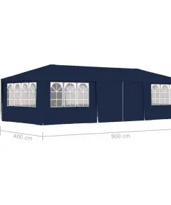 vidaXL Professional Party Tent with Side Walls 4×9 m Blue 90 g/m²