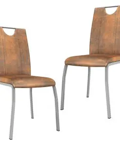 vidaXL Dining Chairs 2 pcs Suede Brown Faux Leather