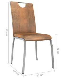 vidaXL Dining Chairs 2 pcs Suede Brown Faux Leather