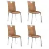 vidaXL Dining Chairs 4 pcs Suede Brown Faux Leather