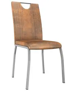 vidaXL Dining Chairs 4 pcs Suede Brown Faux Leather