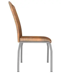 vidaXL Dining Chairs 4 pcs Suede Brown Faux Leather