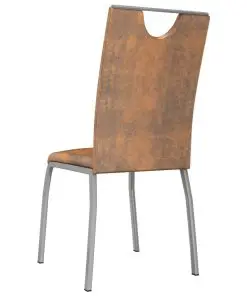vidaXL Dining Chairs 4 pcs Suede Brown Faux Leather