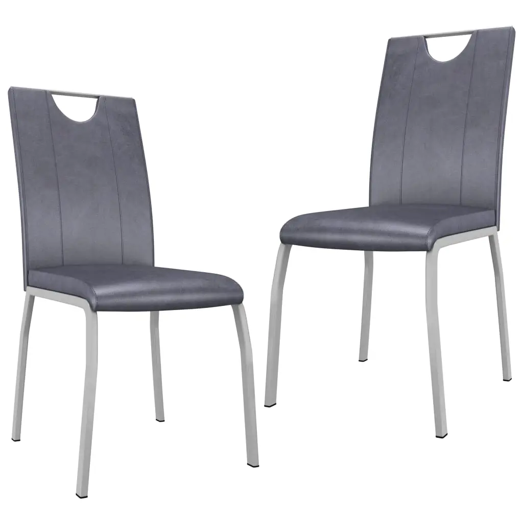 vidaXL Dining Chairs 2 pcs Suede Grey Faux Leather