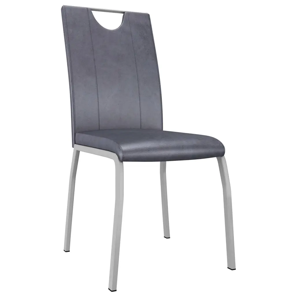 vidaXL Dining Chairs 2 pcs Suede Grey Faux Leather