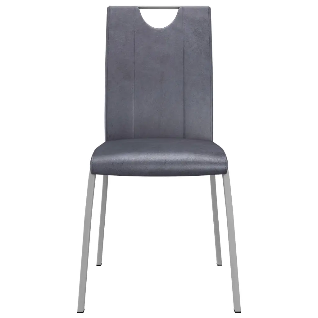 vidaXL Dining Chairs 2 pcs Suede Grey Faux Leather