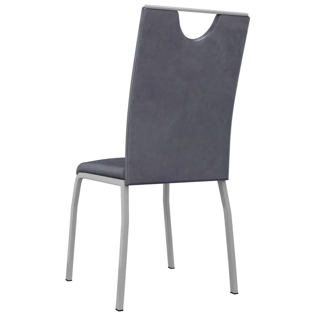 vidaXL Dining Chairs 2 pcs Suede Grey Faux Leather