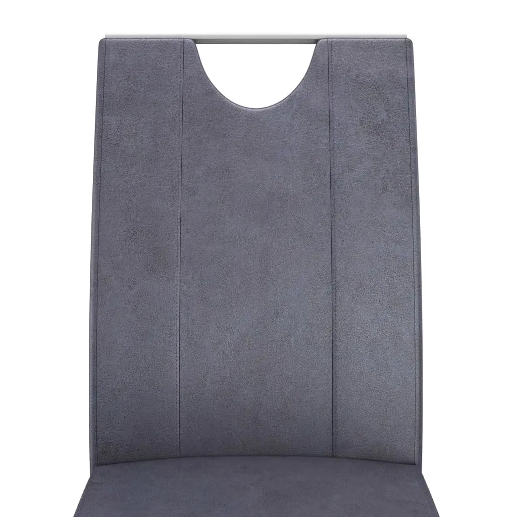 vidaXL Dining Chairs 2 pcs Suede Grey Faux Leather