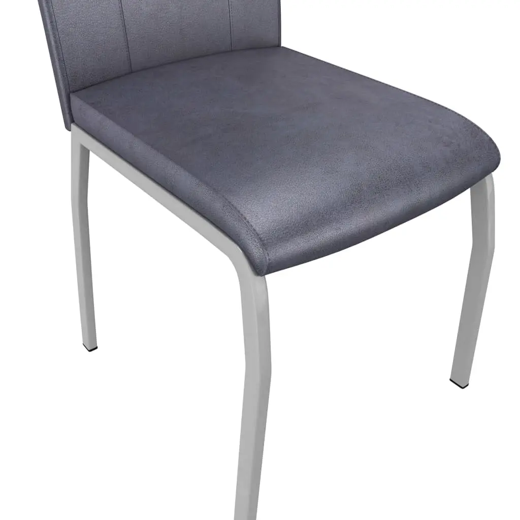 vidaXL Dining Chairs 2 pcs Suede Grey Faux Leather