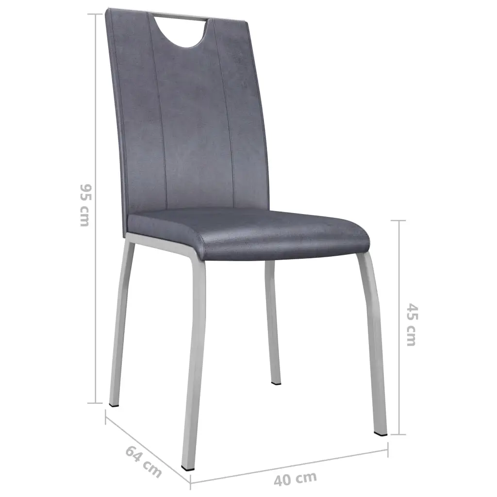 vidaXL Dining Chairs 2 pcs Suede Grey Faux Leather