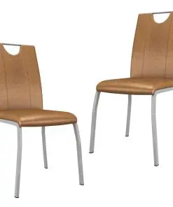 vidaXL Dining Chairs 2 pcs Brown Faux Leather