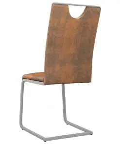 vidaXL Dining Chairs 2 pcs Suede Brown Faux Leather
