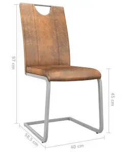 vidaXL Dining Chairs 4 pcs Suede Brown Faux Leather