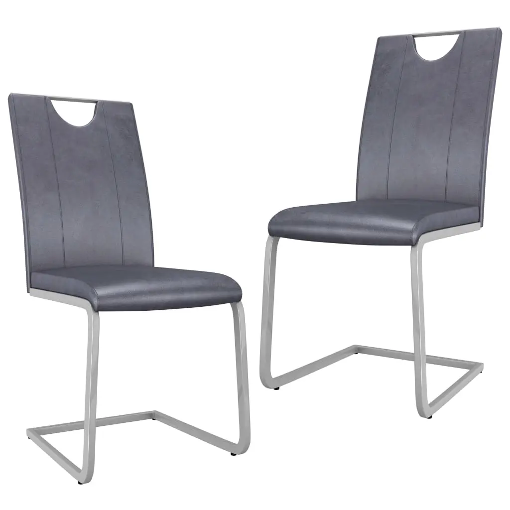 vidaXL Dining Chairs 2 pcs Suede Grey Faux Leather