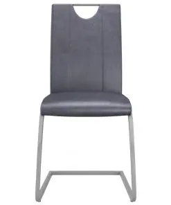 vidaXL Dining Chairs 2 pcs Suede Grey Faux Leather