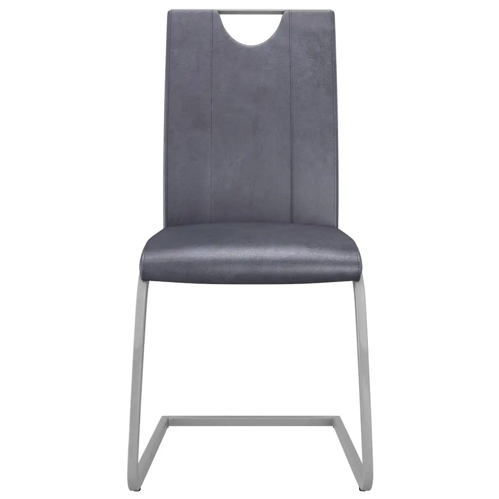 vidaXL Dining Chairs 2 pcs Suede Grey Faux Leather