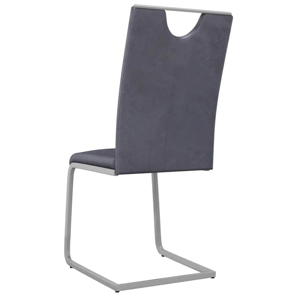 vidaXL Dining Chairs 2 pcs Suede Grey Faux Leather