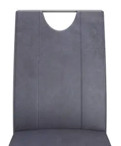 vidaXL Dining Chairs 2 pcs Suede Grey Faux Leather