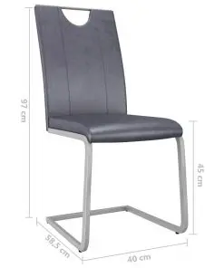 vidaXL Dining Chairs 2 pcs Suede Grey Faux Leather