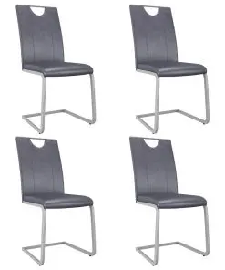 vidaXL Dining Chairs 4 pcs Suede Grey Faux Leather