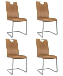 vidaXL Dining Chairs 4 pcs Brown Faux Leather