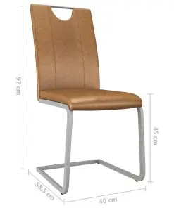 vidaXL Dining Chairs 4 pcs Brown Faux Leather